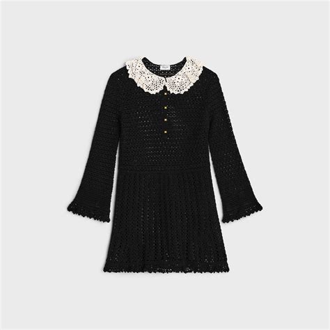 celine babydoll mini dress in crocheted cotton|Women's Embroidered babydoll mini dress in tulle .